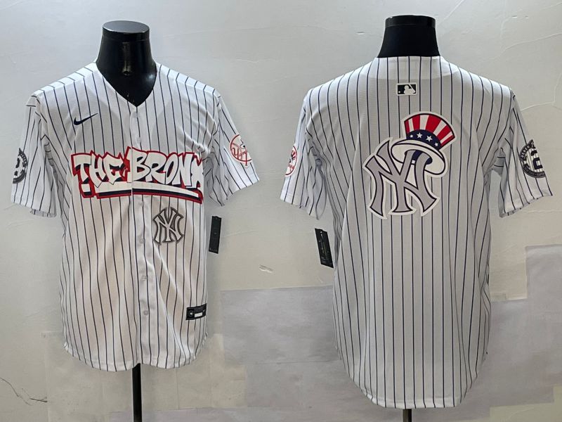 Men New York Yankees Blank White Stripe four generations Joint Name 2025 Nike MLB Jersey style 11->new york yankees->MLB Jersey